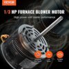 VEVOR 1/3HP Furnace Blower Motor, 110/120V 4.4Amps, 1075RPM 4 Speeds, CW/CCW Rotation, 48 Frame 5.2" Shaft Length, 5μF/370V Capacitor + 11" Hold Hoop  Tools & Home Improvement - Image 2